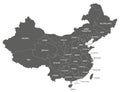 Vector map of China with provinces, regions and administrative divisions