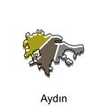 vector Map City of Aydin modern outline, High detailed illustration vector Design Template