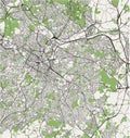 Map of the city of Birmingham, Wolverhampton, English Midlands, United Kingdom, England