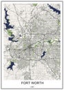 Map of the city of Fort Worth, Texas, USA