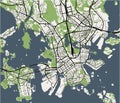 Map of the city of Helsinki, Finland