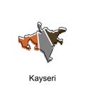 vector Map City of Kayseri modern outline, High detailed illustration vector Design Template