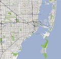 Map of the city of Miami, USA