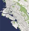 Map of the city of Oakland, California, USA