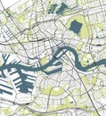 Map of the city of Rotterdam, in South Holland, Netherlands