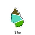 Vector Map City of Sibu design template, High detailed illustration Country in Asia