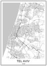 Map of the city of Tel Aviv, Yafo,Jaffa, Israel