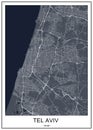 Map of the city of Tel Aviv-Yafo,Tel Aviv-Jaffa, Israel