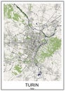 Map of the city of Torino, Turin, Italy