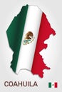 Vector map of Coahuila state combined with waving Mexican national flag - Vector Royalty Free Stock Photo