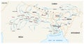 Vector Map of the combined catchment areas of the Ganges, Brahma