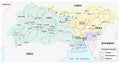 Vector Map of the combined catchment areas of the Ganges, Brahma