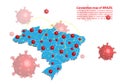 Vector of map connection of brazil with Covid-19 Virus image on it, the COVID-19 outbreak spread. Ã¢â¬â¹Coronavirus is spread to all