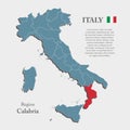 Vector map country Italy and region Calabria