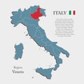 Vector map country Italy and region Veneto