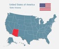 Vector map country USA and state Arizona Royalty Free Stock Photo