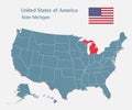 Vector map country USA and state Michigan Royalty Free Stock Photo