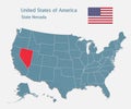 Vector map country USA and state Nevada