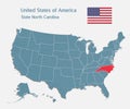 Vector map country USA and state North Carolina Royalty Free Stock Photo