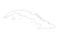 Vector map Cuba. Outline map. Isolated vector Illustration. Black on White background Royalty Free Stock Photo