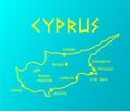 Vector map Cyprus with cities and capital Nicosia Royalty Free Stock Photo