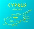 Vector map Cyprus with cities and capital Nicosia Royalty Free Stock Photo