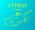 Vector map Cyprus with cities and capital Nicosia Royalty Free Stock Photo