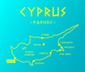 Vector map Cyprus with cities and capital Nicosia Royalty Free Stock Photo