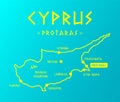 Vector map Cyprus with cities and capital Nicosia Royalty Free Stock Photo