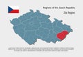 Vector map Czech republic, region Zlin