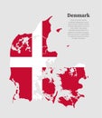 Vector map Denmark made flag, Europe country Royalty Free Stock Photo