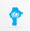 Vector map Donetsk Peoples Republic combined with United Nations International Children`s Emergency Fund UNICEF flag