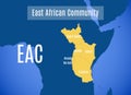 Vector map of the East African Community EAC Royalty Free Stock Photo