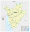 Vector map of the East African state of Burundi Royalty Free Stock Photo