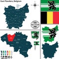 Map of East Flanders, Belgium