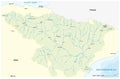 Vector map of Ebro river basin, Spain Royalty Free Stock Photo