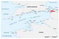 Vector map of the English Channel between United Kingdom and France Royalty Free Stock Photo