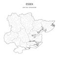 Administrative Map of Essex as of 2022 - Vector Illustration