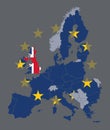 Vector map of EU member states with European Union flag and the UK singled out with United Kingdom flag during Brexit process Royalty Free Stock Photo