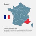 Vector map Europe country France Alpes-Cote Azur