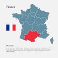 Vector map Europe country France, region Occitania