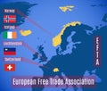Vector map of the European free trade Association EFTA