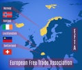 Vector map of the European free trade Association EFTA Royalty Free Stock Photo