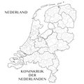 Vector Map of the European Provinces of the Kingdom of the Netherlands with administrative subdivisions.