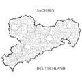 Vector map of the federal Free State of Saxony, Germany