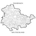 Vector map of the federal Free state of Thuringia, Germany