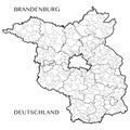 Vector map of the federal State of Brandenburg, Germany