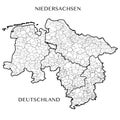 Vector map of the federal state of Lower Saxony, Germany