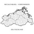 Vector map of the federal State of Mecklenburg Vorpommern, Germany