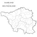 Vector map of the federal state of Saarland, Germany